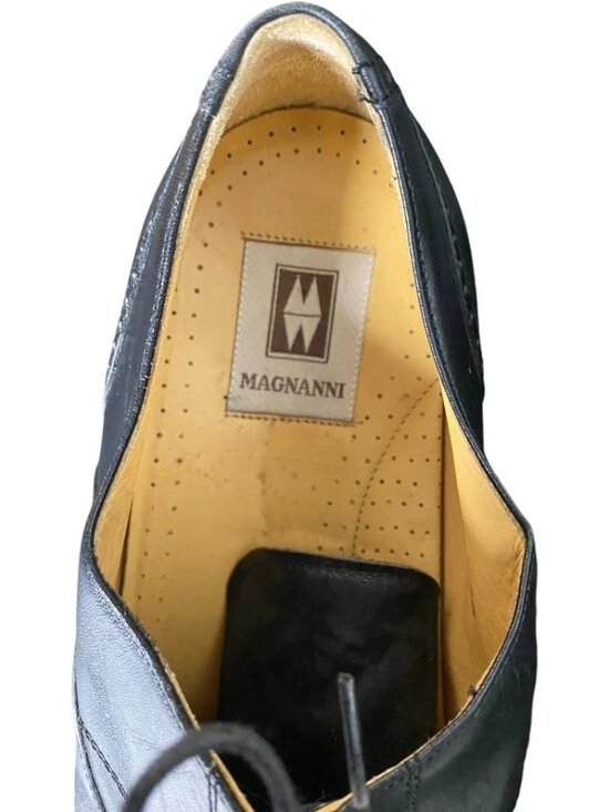 Magnanni Black Leather Cap Toe Oxford Dress Shoes Mens 9 M Spain Luxury Matte main image 7